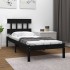 Estructura de cama individual madera maciza negra 90x190