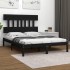 Estructura de cama madera maciza negra King Size 150x200