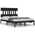 Estructura de cama madera maciza negra King Size 150x200