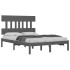 Estructura de cama madera maciza gris King Size 150x200