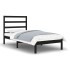 Estructura de cama madera maciza individual negra 75x190