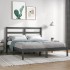 Estructura de cama madera maciza gris doble 135x190