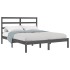 Estructura de cama madera maciza gris doble 135x190