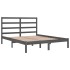 Estructura de cama madera maciza gris doble 135x190