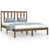 Estructura de cama madera maciza de pino marrón miel 140x200