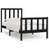 Estructura de cama madera maciza individual negra 75x190