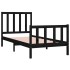 Estructura de cama madera maciza individual negra 75x190