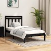 Estructura de cama individual madera maciza negra 90x190 cm