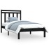 Estructura de cama individual madera maciza negra 90x190