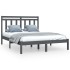 Estructura de cama madera maciza gris doble 135x190