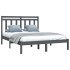 Estructura de cama madera maciza gris doble 135x190