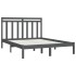 Estructura de cama madera maciza gris doble 135x190