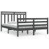 Estructura de cama madera maciza gris doble 135x190