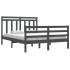 Estructura de cama madera maciza gris doble 135x190