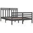 Estructura de cama madera maciza gris doble 135x190