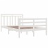 Estructura de cama doble pequeña madera maciza blanca