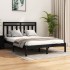 Estructura de cama madera maciza negra King Size 150x200