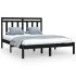 Estructura de cama madera maciza negra King Size 150x200