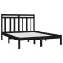 Estructura de cama madera maciza negra King Size 150x200