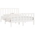 Estructura de cama de madera maciza blanca 140x190