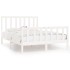 Estructura de cama doble pequeña madera maciza blanca