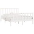 Estructura de cama doble pequeña madera maciza blanca