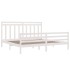 Estructura de cama madera maciza blanca 200x200