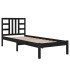 Estructura de cama madera maciza individual negra 75x190