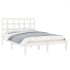 Estructura de cama de madera maciza blanca 140x190