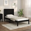 Estructura de cama madera maciza pino individual negro 90x190cm