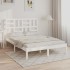 Estructura de cama doble pequeña madera maciza blanca