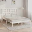 Estructura de cama doble pequeña madera maciza blanca 120x190cm