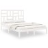 Estructura de cama doble pequeña madera maciza blanca