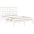 Estructura de cama doble pequeña madera maciza blanca