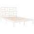 Estructura de cama doble pequeña madera maciza blanca