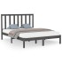 Estructura de cama madera maciza gris King Size 150x200