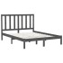 Estructura de cama madera maciza gris King Size 150x200