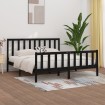 Estructura de cama madera maciza negro Supe King 180x200 cm