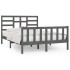 Estructura de cama madera maciza gris King Size 150x200