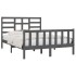 Estructura de cama madera maciza gris King Size 150x200