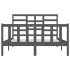 Estructura de cama madera maciza gris King Size 150x200