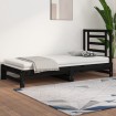 Sofá cama extraíble madera maciza de pino negro 2x(90x190) cm