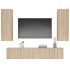 Set de muebles para TV 4 pzas madera contrachapada roble