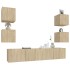 Set de muebles para TV 6 pzas madera contrachapada roble