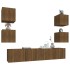 Set de muebles para TV 6 pzas madera contrachapada roble