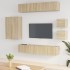 Set de muebles para TV 8 pzas madera contrachapada roble