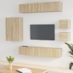 Set de muebles para TV 8 pzas madera contrachapada roble Sonoma