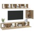 Set de muebles para TV 6 pzas madera contrachapada roble