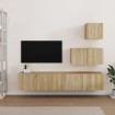 Set de muebles para TV 4 pzas madera contrachapada roble Sonoma