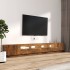 Set de muebles TV con LEDS 3 pzas contrachapada roble